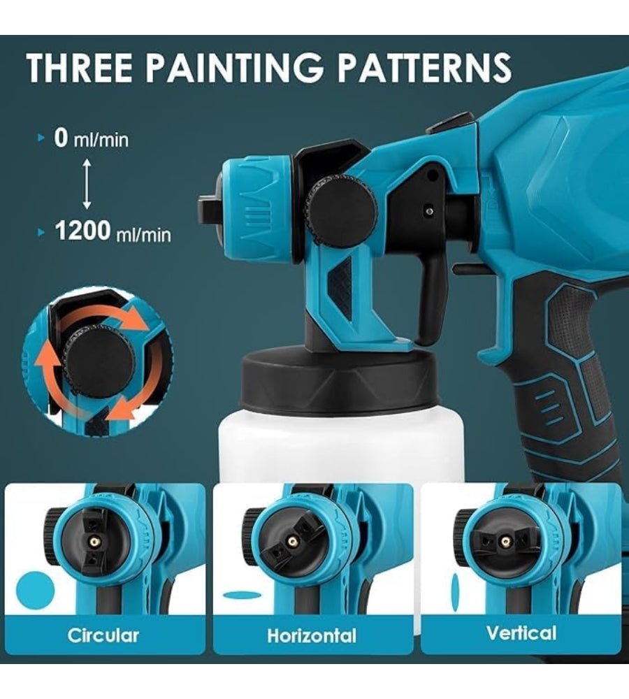 Pistola a Spruzzo Elettrica per Vernice Doppia Batteria 48V Serbatoio 800ML