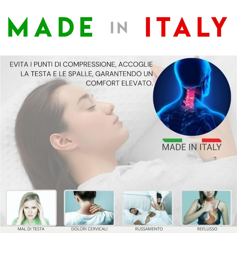 Cuscino Saponetta Memory Foam Aloe Vera Anallergico Ortopedico 74 x 42 H 15 cm