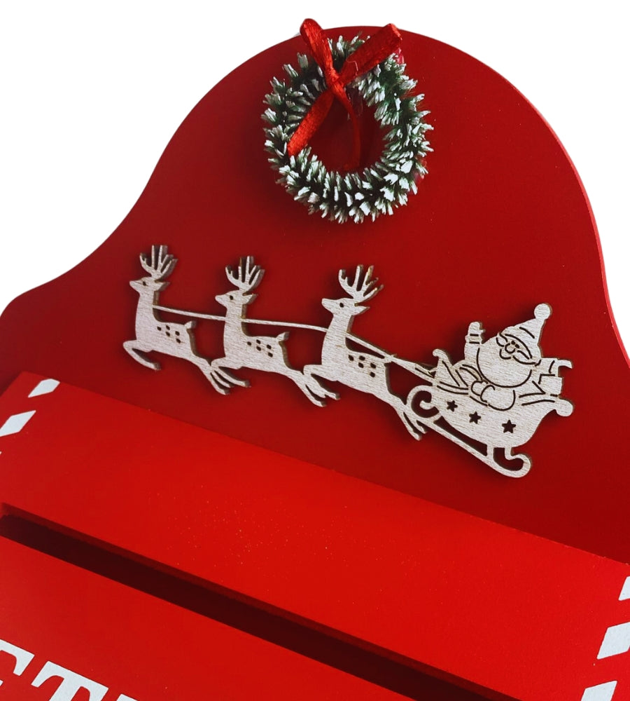 Cassetta Lettere di Babbo Natale in Legno 32 x 20 cm Buca Postale Natalizia