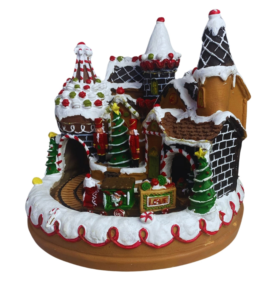 Scenario Natalizio Villaggio Babbo Natale Cake Treno Luci Suoni e Movimento