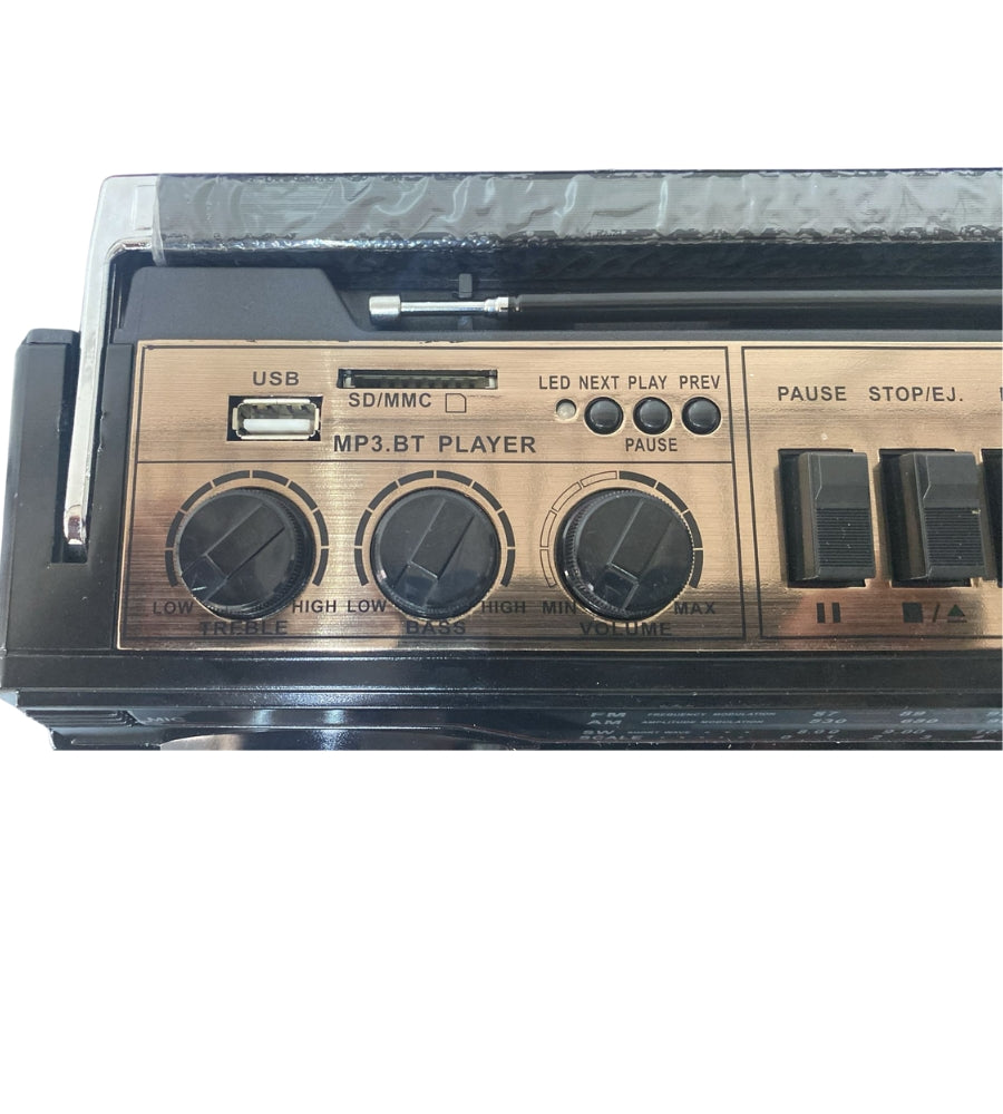 Stereo Portatile Bluetooth Boombox Radio Cassette REC Portatile o Cavo FM-AM