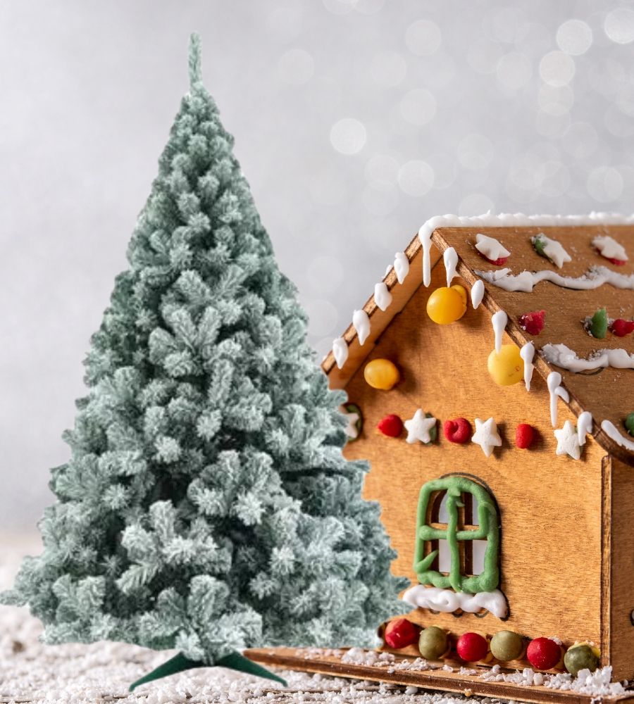 Albero di Natale 60 cm Verde Innevato Artificiale 90 Punte Ø 20 cm Snow