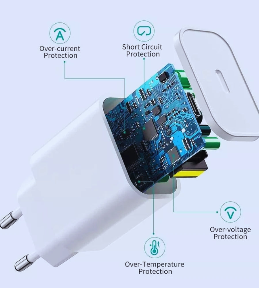 Caricabatteria 20W Caricatore + Cavo USB-C / Light Compatibile Iphone Smartphone