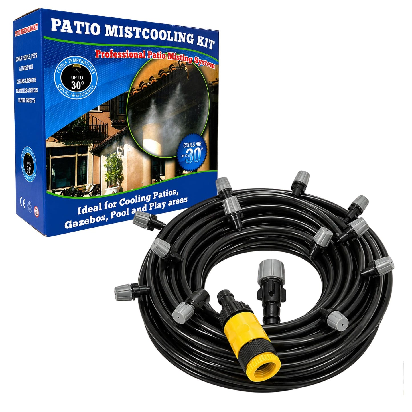 Kit Irrigazione a Goccia 10m Ugelli Nebulizzazione Raffrescante Giardino Balcone