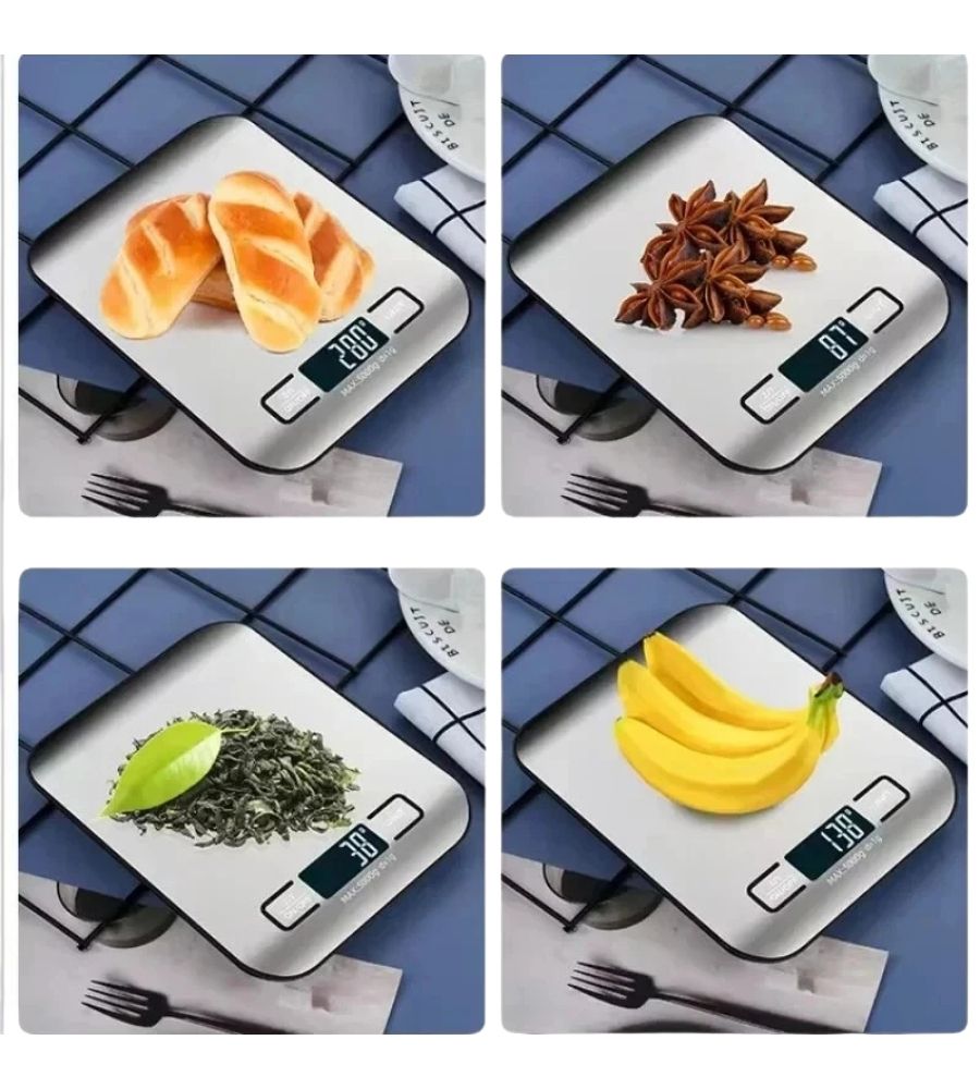 Bilancia da Cucina Digirtale Acciaio Inox Display LCD 0,1- 5Kg Tara Peso Preciso