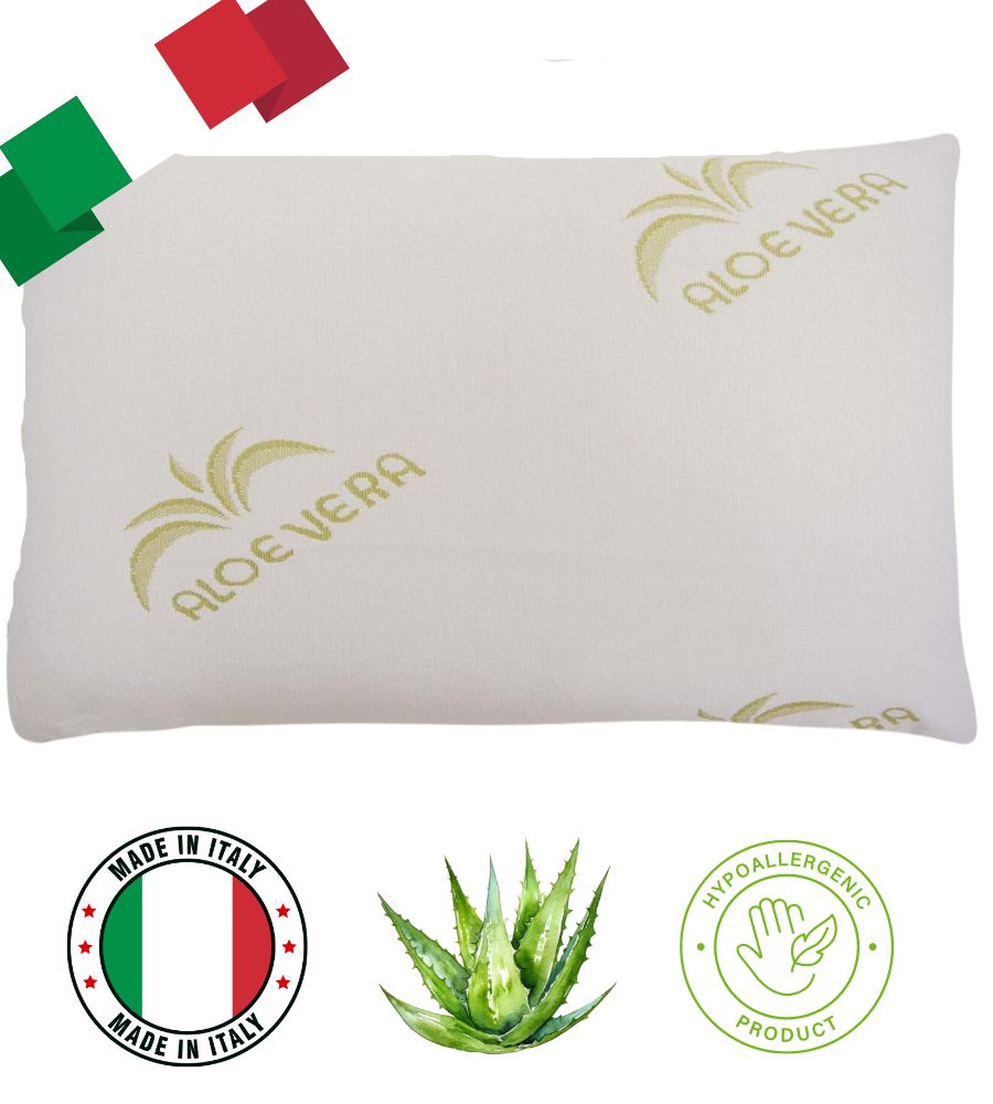 Cuscino Saponetta Memory Foam Aloe Vera Anallergico Ortopedico 74 x 42 H 15 cm