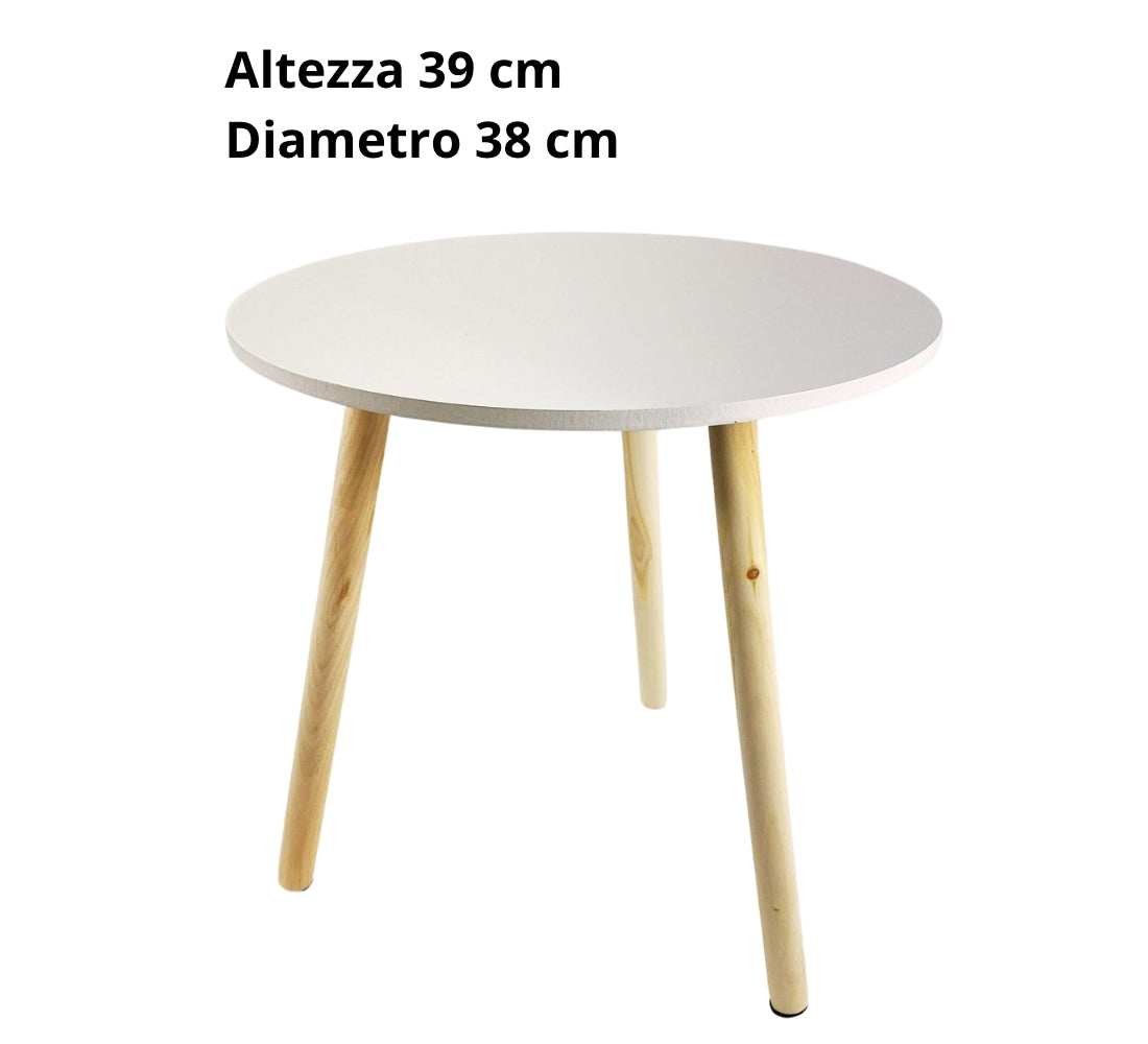 Tavolino Salotto Basso Tavolo Rotondo Soggiorno Camera Ufficio 38x38 H39 cm