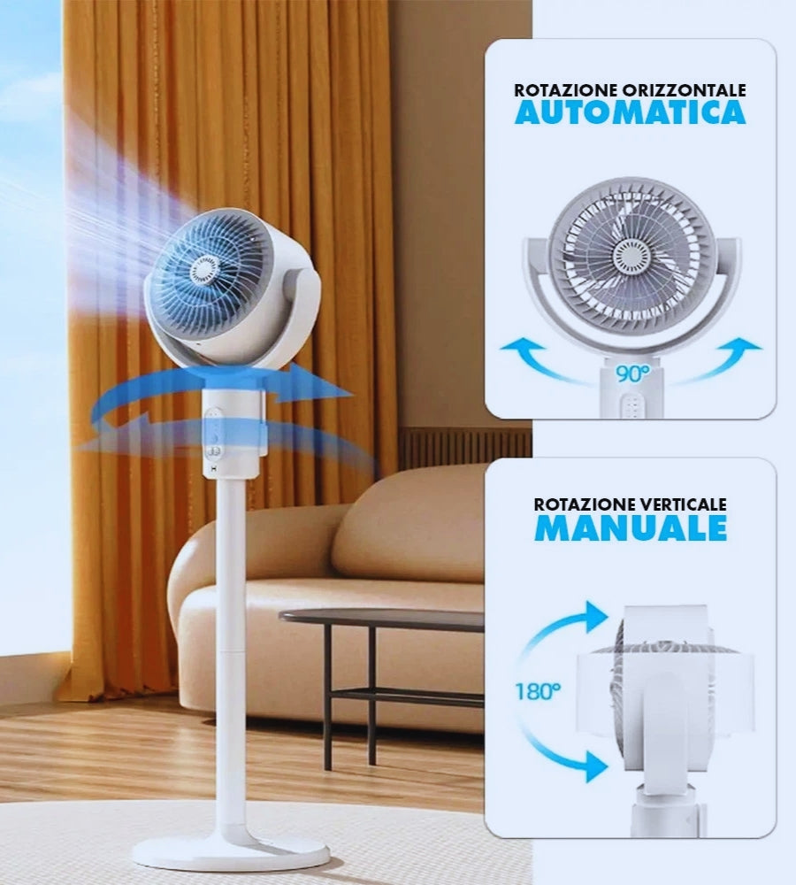 Ventilatore Piantana 3 in 1 Senza Fili Ricaricabile Regolabile con Telecomando