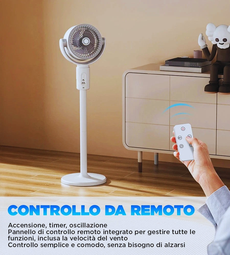 Ventilatore Piantana 3 in 1 Senza Fili Ricaricabile Regolabile con Telecomando