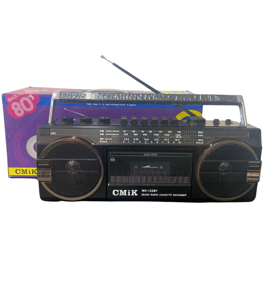 Stereo Portatile Bluetooth Boombox Radio Cassette REC Portatile o Cavo FM-AM