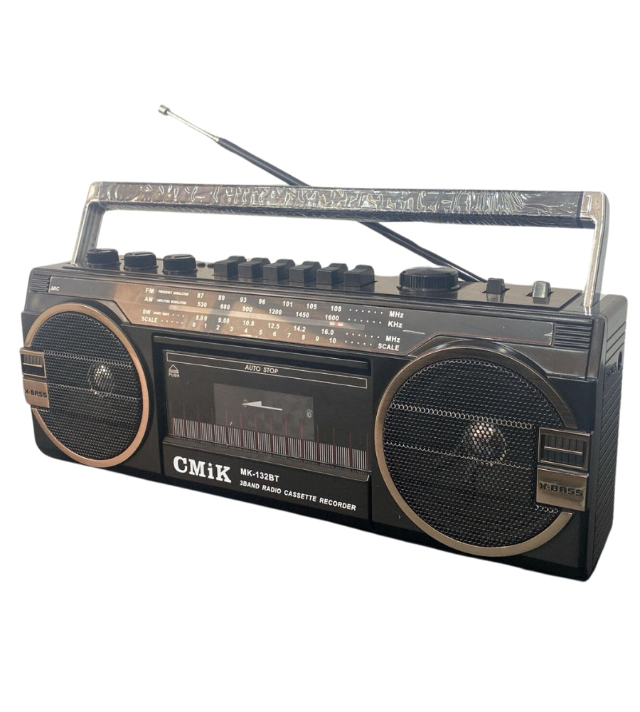 Stereo Portatile Bluetooth Boombox Radio Cassette REC Portatile o Cavo FM-AM
