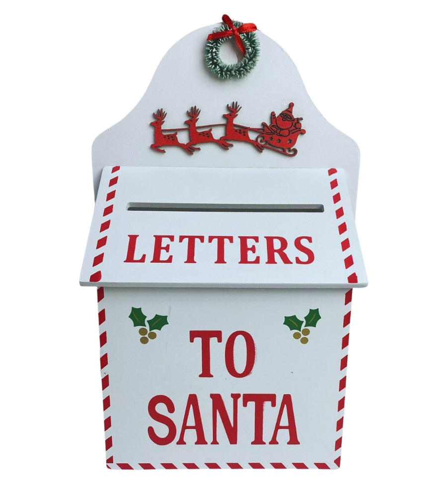 Cassetta Lettere di Babbo Natale in Legno 32 x 20 cm Buca Postale Natalizia