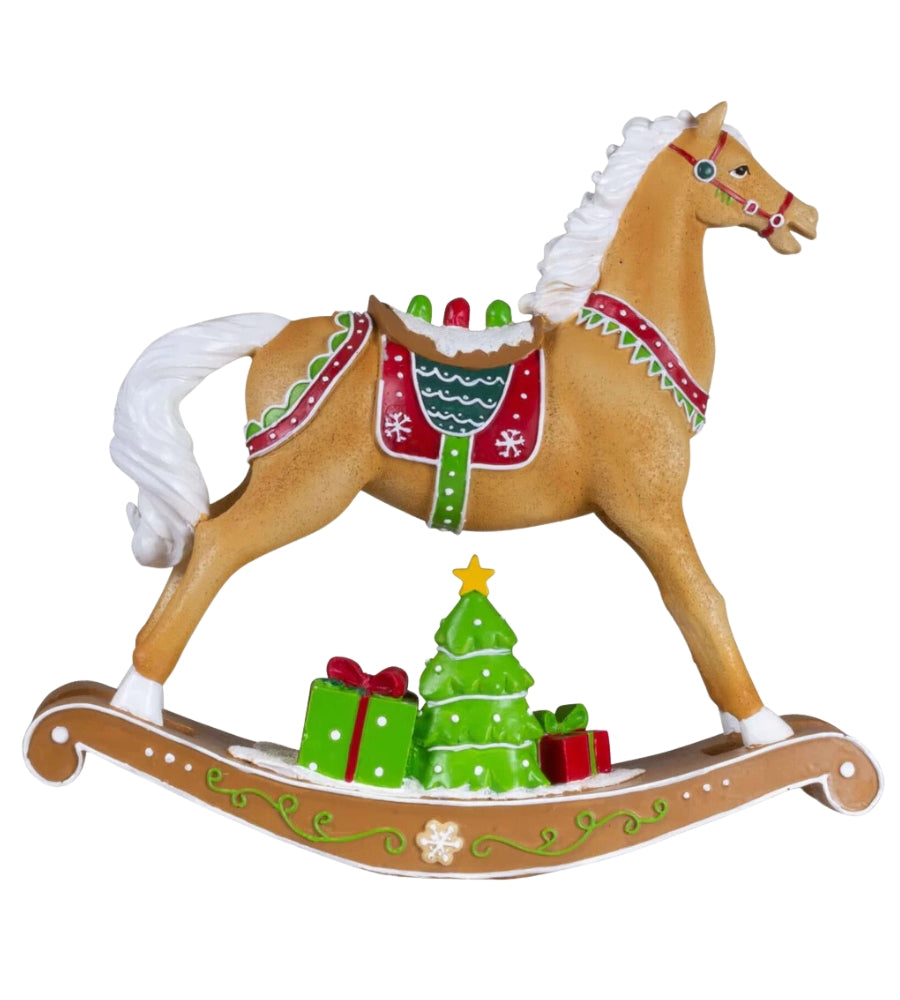Cavallo a Dondolo Statuina Natalizia Vintage 26 X 24 cm Decorazioni di Natale
