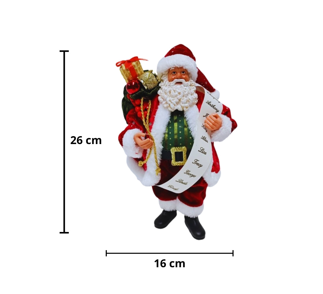 Babbo Natale 26 Cm Statua con Sacco di Regali Realistico Decorazione Natalizia