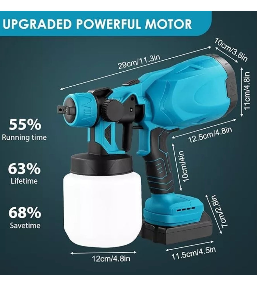 Pistola a Spruzzo Elettrica per Vernice Doppia Batteria 48V Serbatoio 800ML