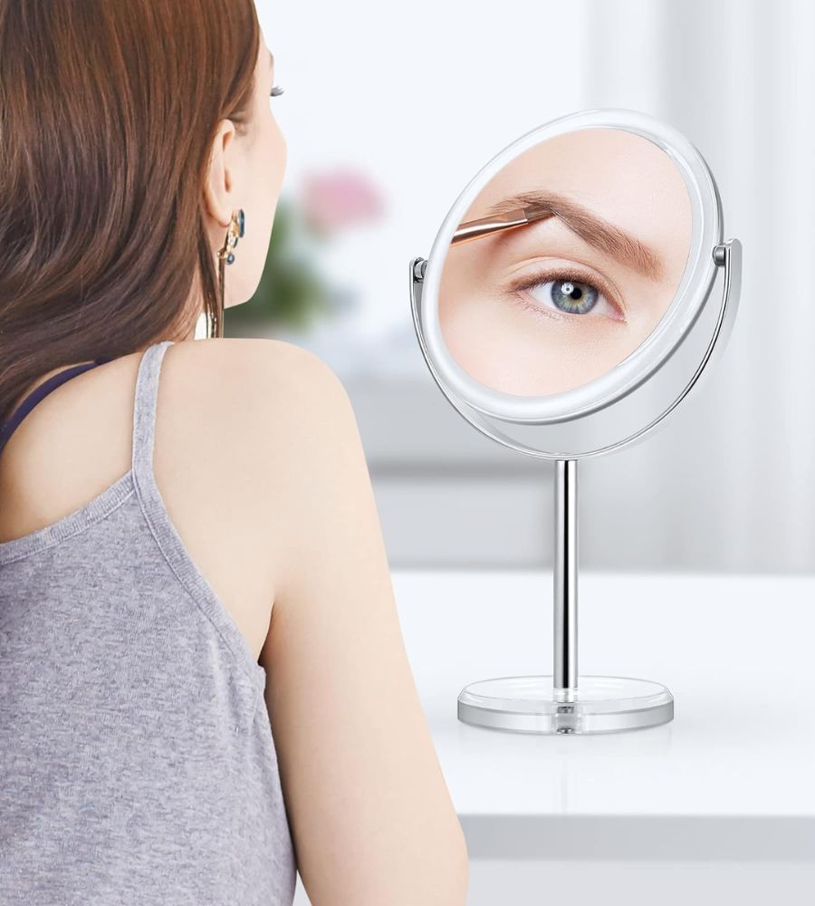 Specchio Cosmetico da TavoloTrucco Led 20 cm Drimmerabile Ingrandimento 10 x
