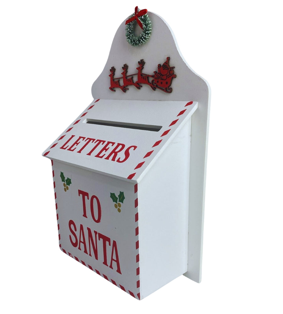Cassetta Lettere di Babbo Natale in Legno 32 x 20 cm Buca Postale Natalizia