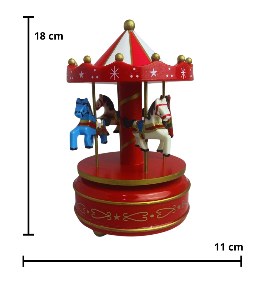 Carillon a Corda Giostrina con Cavalli Natalizia Melodia e Movimento 18 x 11 cm