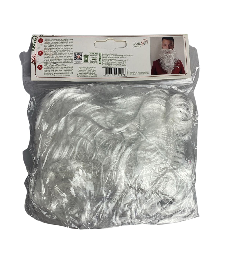 Barba babbo natale bianca lunga realistica Santa Claus accessorio vestito 25 cm