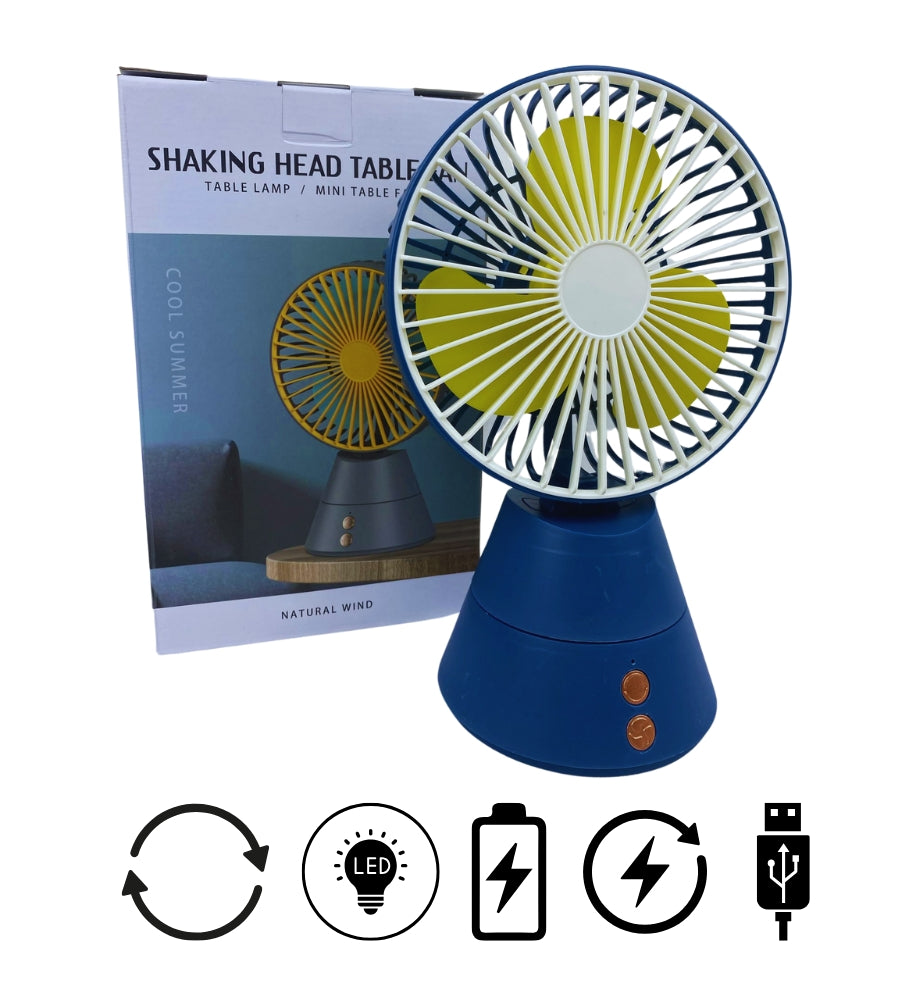 Mini Ventilatore da Tavolo Portatile con Batteria Ricaricabile Luce Led usb