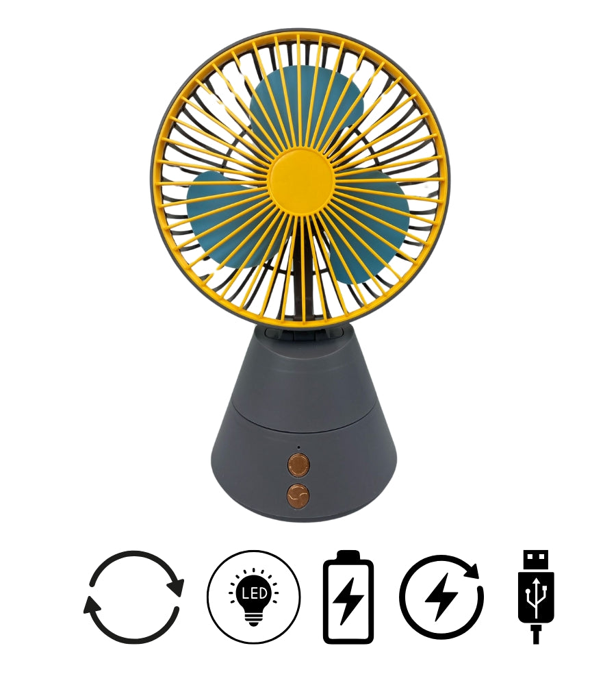 Mini Ventilatore da Tavolo Portatile con Batteria Ricaricabile Luce Led usb
