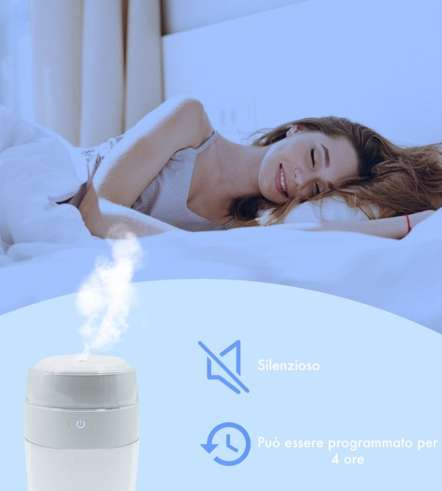 Umidificatore Aria per Auto Diffusore di Olio Essenziale LED 300 Ml Casa Ufficio