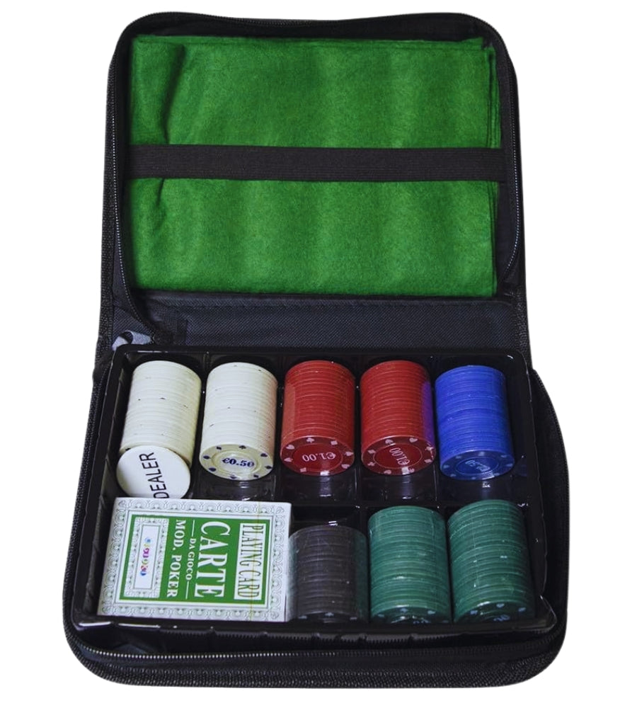 Fair Set Poker in Astuccio con Cerniera Portatile 150 fiches Carte e Tappeto Incluso