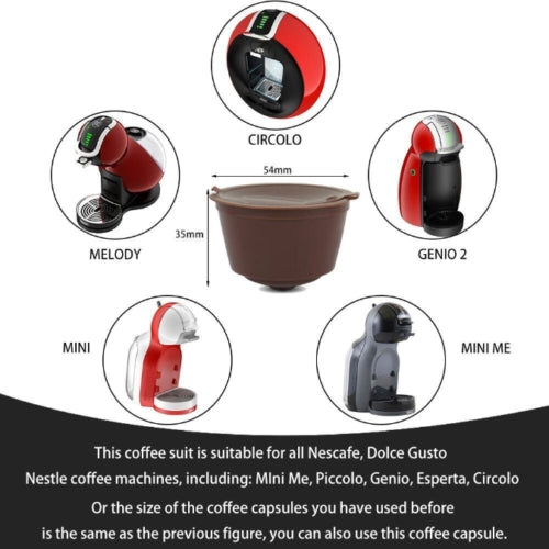 Set 5 Capsule Caffe' Riutilizzabili DOLCE GUSTO con Spazzola e Dosatore