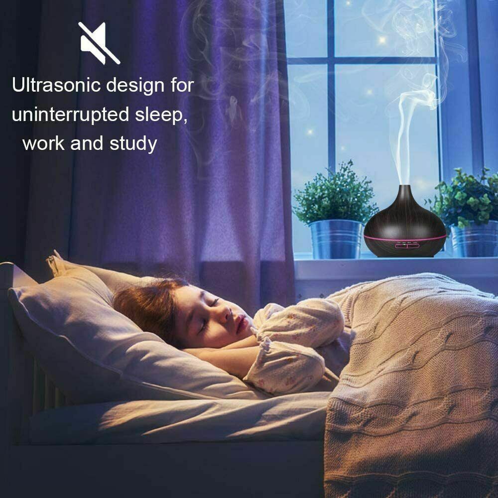 Diffusore di Aromi con 2 Oli Essenziali Ultrasuoni Luce Led Timer Telecomando