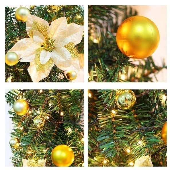 Ghirlanda Folta 2 Metri Addobbata Natalizia Fiori e Palline Oro Decorazioni di Natale Fair