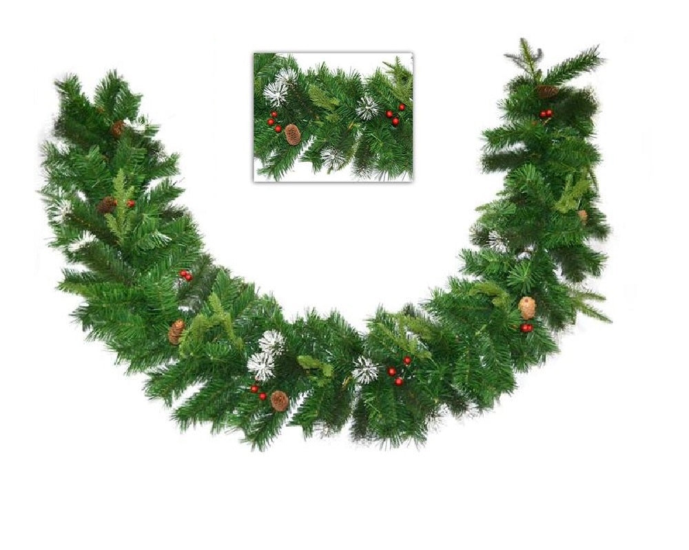 Ghirlanda Natalizia Folta Pigne e Bacche 180 Punte Decorazioni Natale 2 Metri