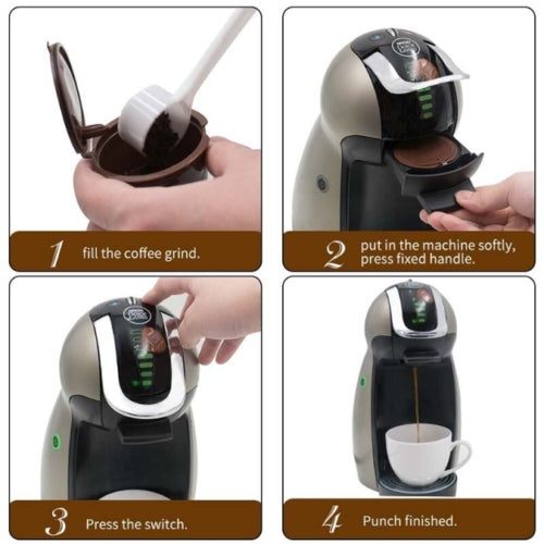 Set 5 Capsule Caffe' Riutilizzabili DOLCE GUSTO con Spazzola e Dosatore