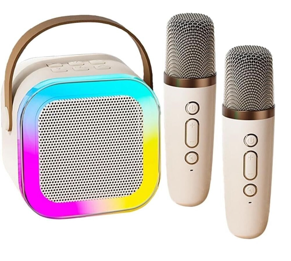 Cassa Bluetooth Speaker Portatile Karaoke 2 Microfoni Senza Fili Effetti Voce