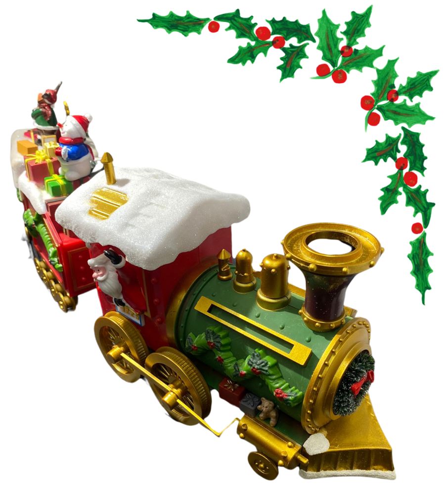 Trenino Natalizio per Albero di Natale Pista ø 135cm Locomotiva 46x14 Luci Suoni