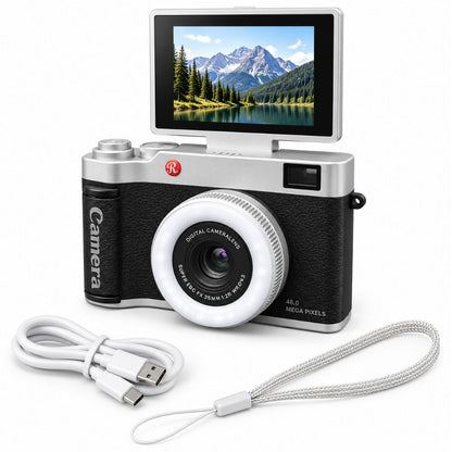Fotocamera Digitale Foto 48MP Video 2K Zoom 16x Display Ribaltabile USB-C
