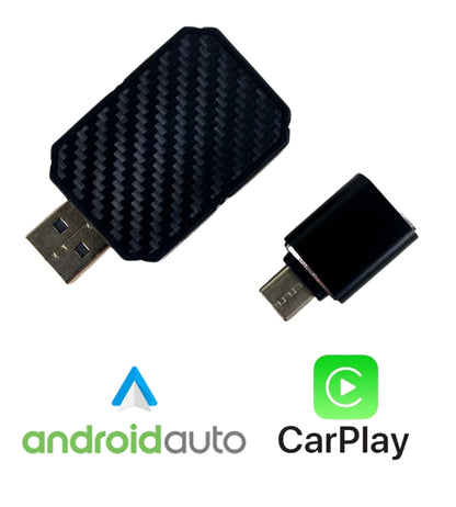 Adattatore Auto 2 in 1 Wireless CarPlay Android Plug & Play USB iPhone + Type-C