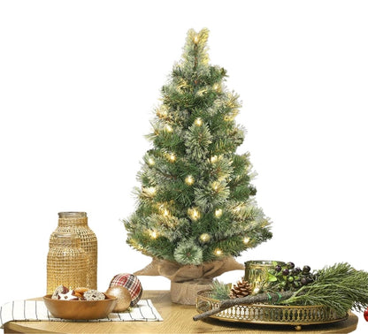 Albero di Natale Illuminato Piede in yuta 60 cm Ø 35 cm 20 LED a Batteria