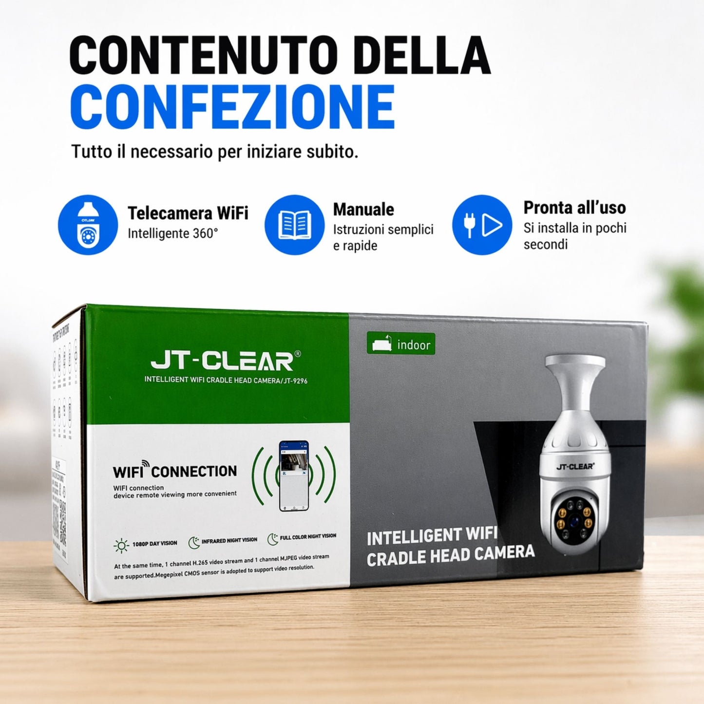 Telecamera WiFi Lampadina 360° 1080P IP Bulb Camera E27 Visione Notturna