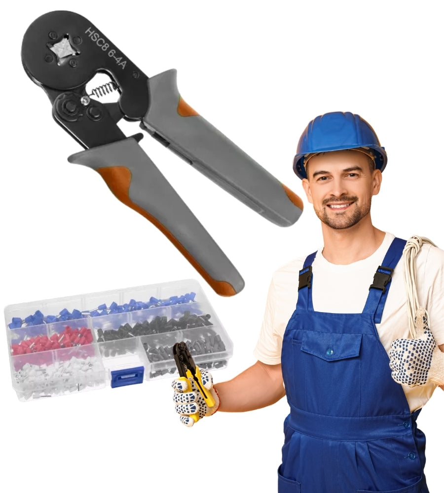 Pinza Crimpatrice Capicorda Professionale Kit Elettricista Cavi 0,25/10mm 500 PZ