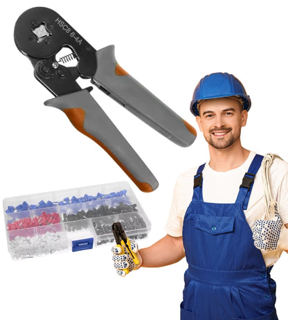 Pinza Crimpatrice Capicorda Professionale Kit Elettricista Cavi 0,25/10mm 500 PZ