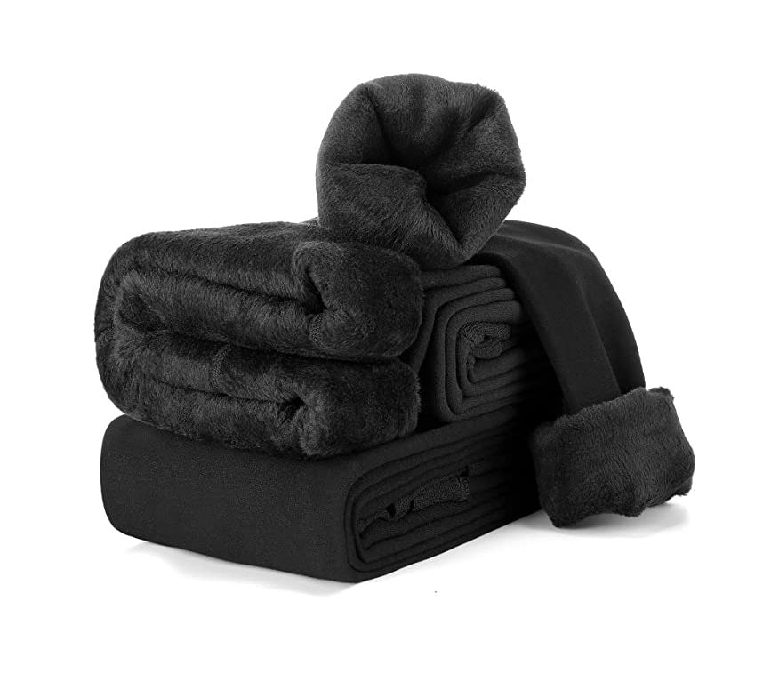 Leggings Donna Coprente Interno in Pelliccia Pantalone Invernale Termico Nero