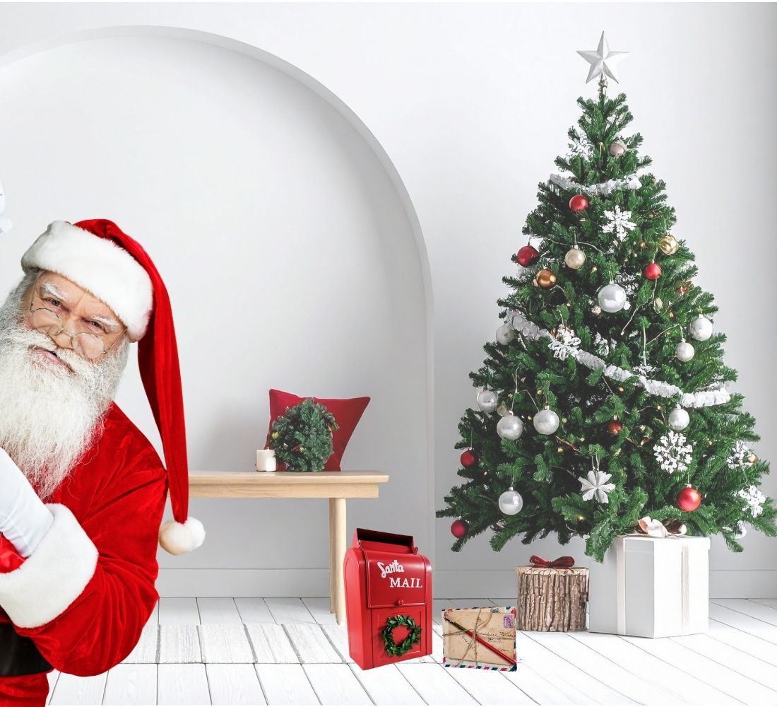 Cassetta Lettere di Babbo Natale in Metallo 25 x 15 cm Buca Postale Natalizia