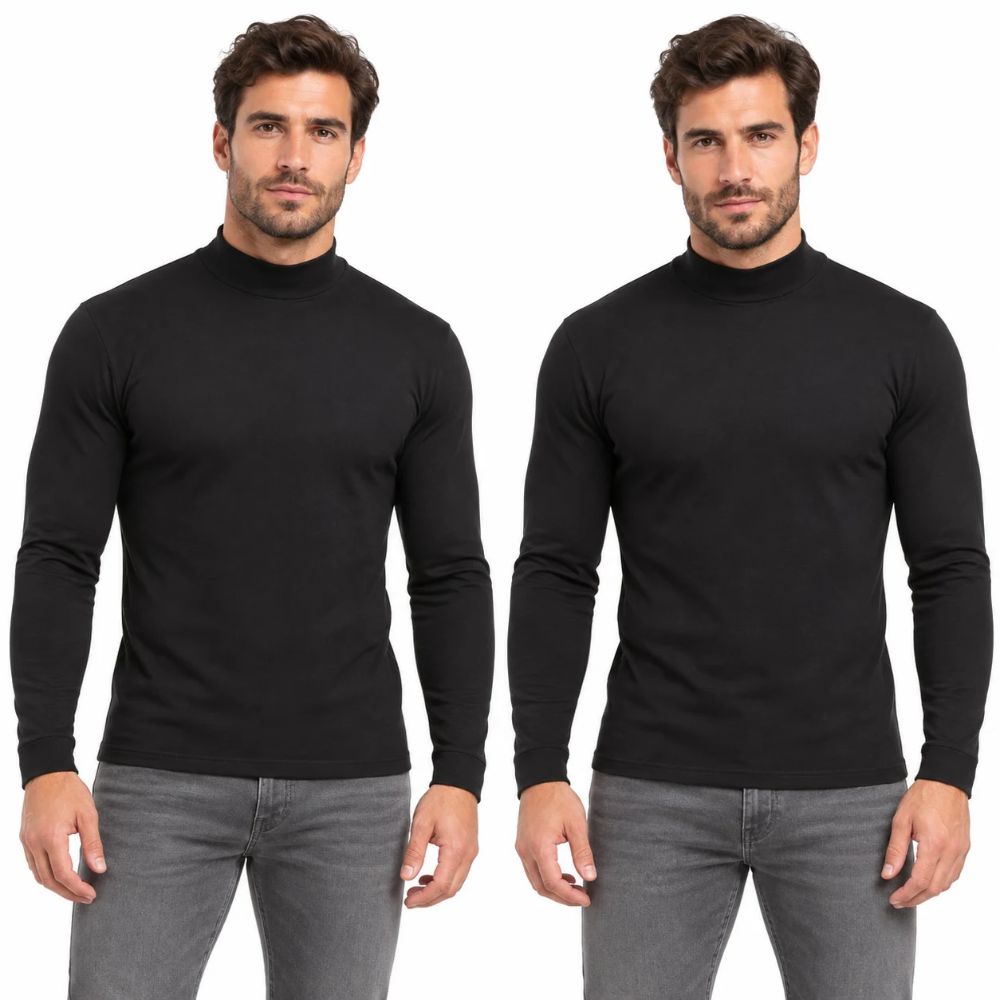 Coppia Lupetto Uomo Maglia con Manica Lunga Sottogiacca Felpato Mezzo Collo ka28