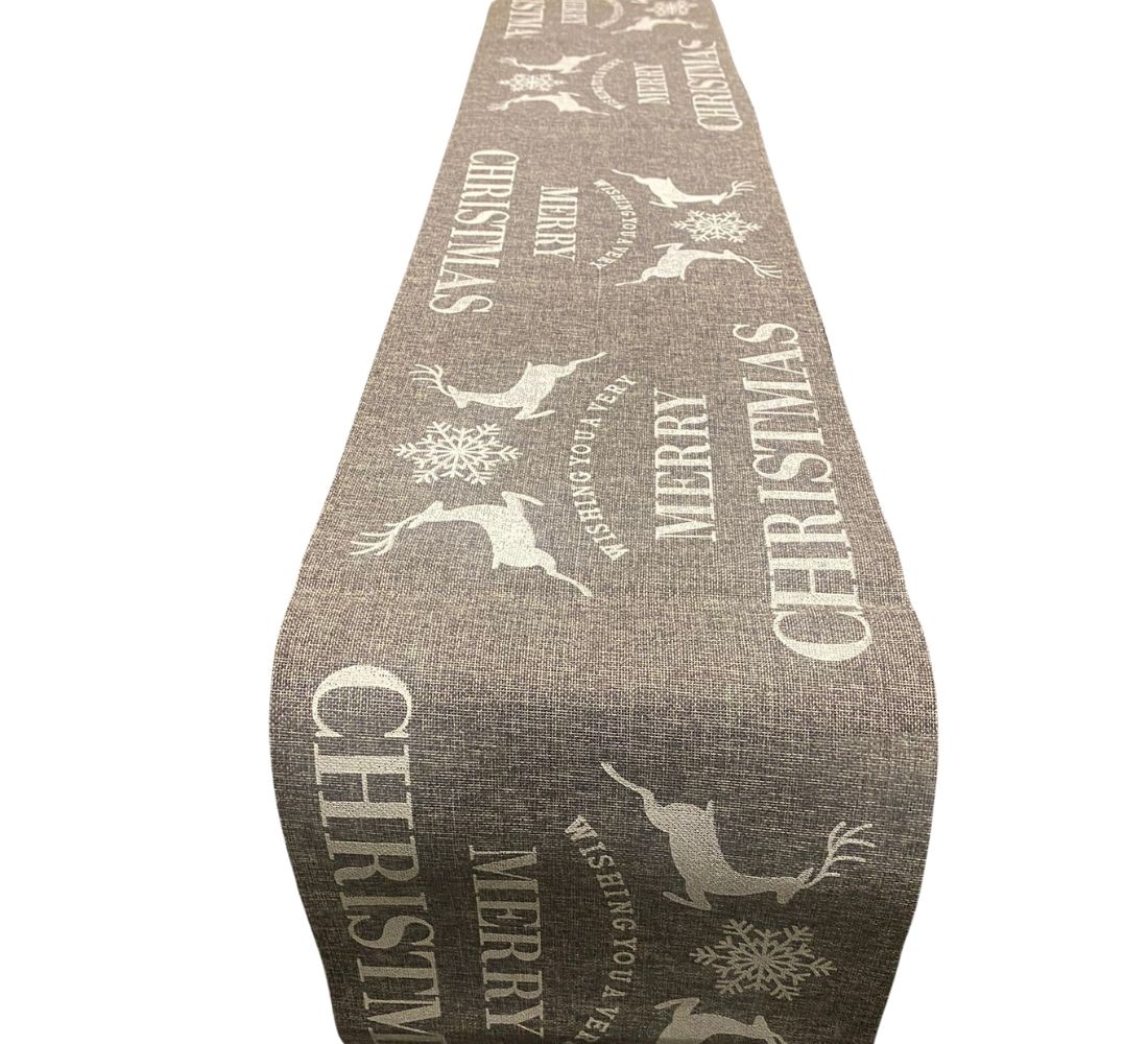 Runner per Tavolo Natalizio 270 X 28 cm Decorazioni per la Tavola Grigio