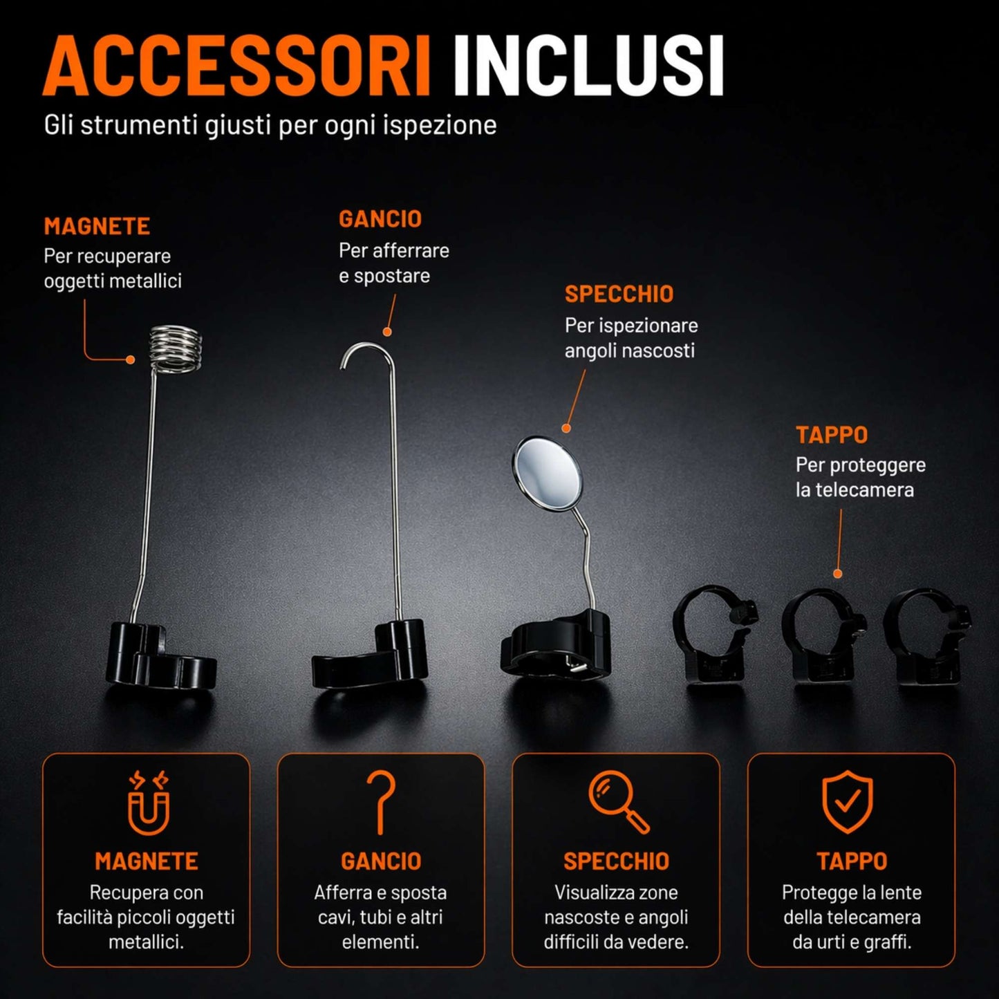 Endoscopio 10m 1080P HD Telecamera Ispezione Display 4,3" LCD IP67 LED