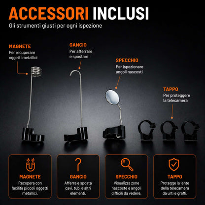 Endoscopio 10m 1080P HD Telecamera Ispezione Display 4,3" LCD IP67 LED