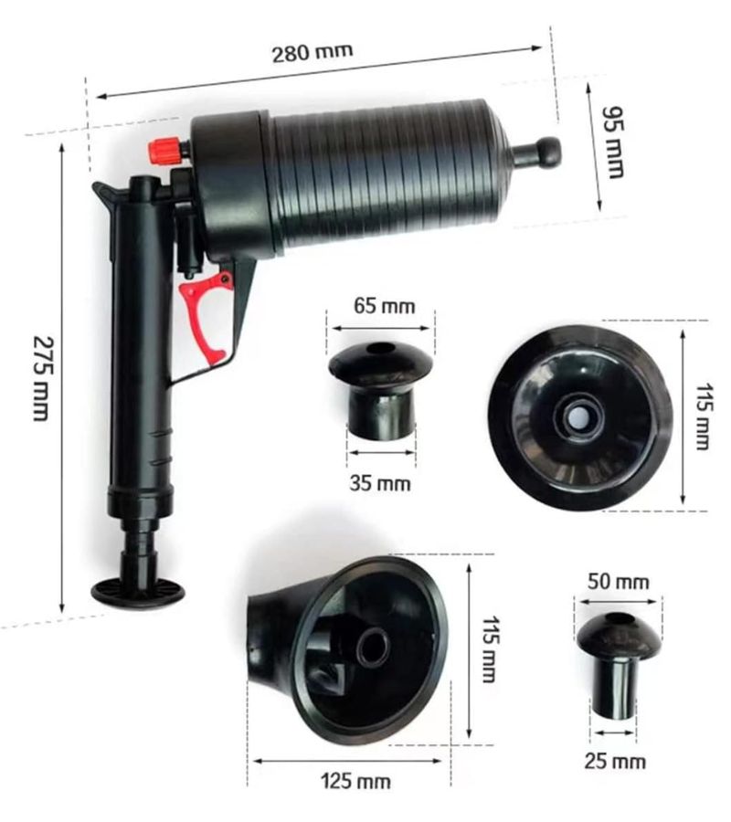 Pistola Sturalavandini a Pressione Pompa Stura Lavandino Tubi Bagno Lavandino WC