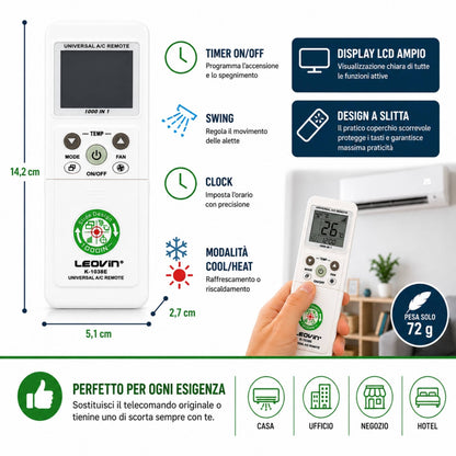 Telecomando Universale Climatizzatore Condizionatore LCD 1000 in 1 Timer