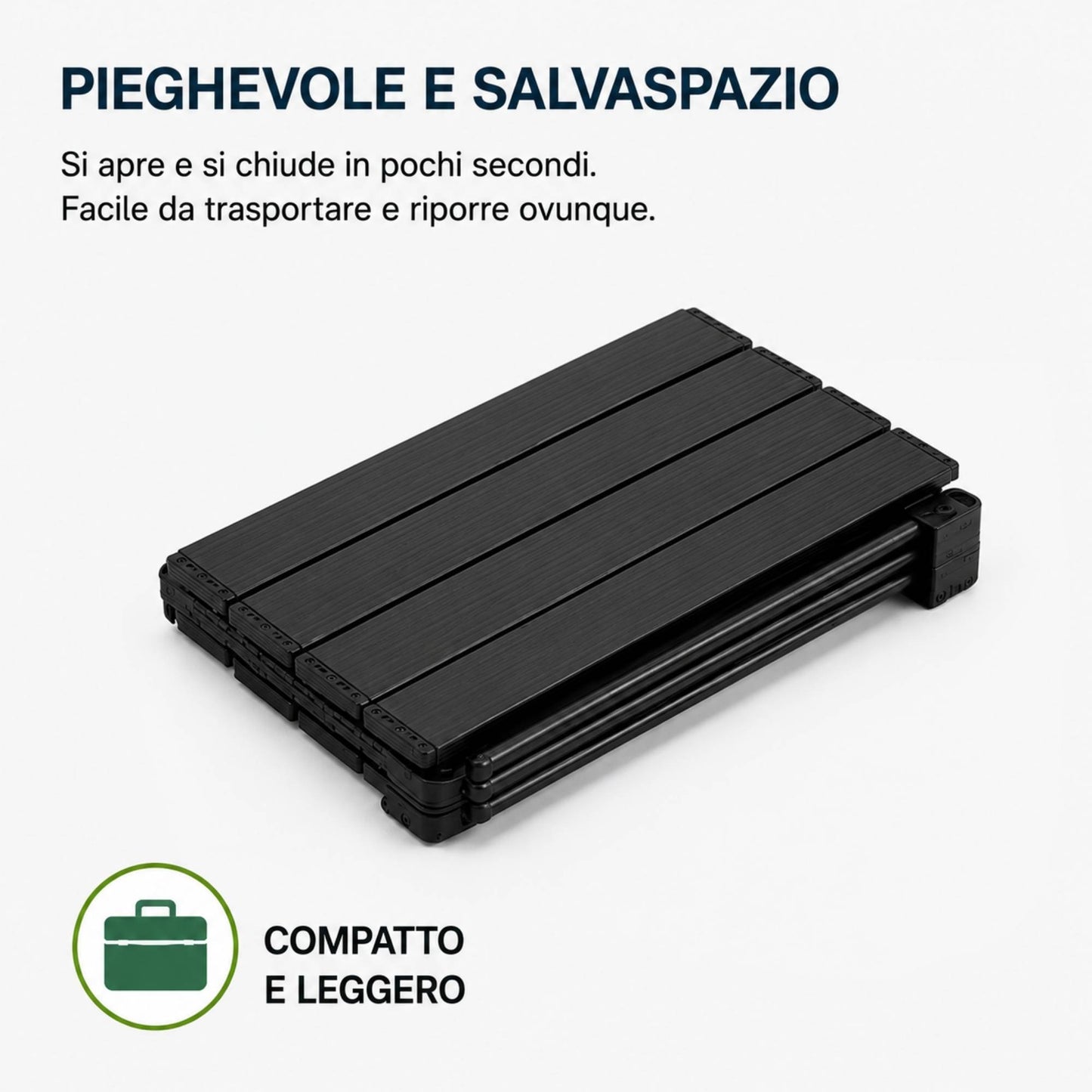Tavolino Pieghevole da Campeggio Giardino Balcone 43x34,5x25 cm Nero