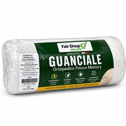 Cuscino Guanciale Ortopedico Fiocco Memory Anallergico Antiacaro 74X42 H 16 cm